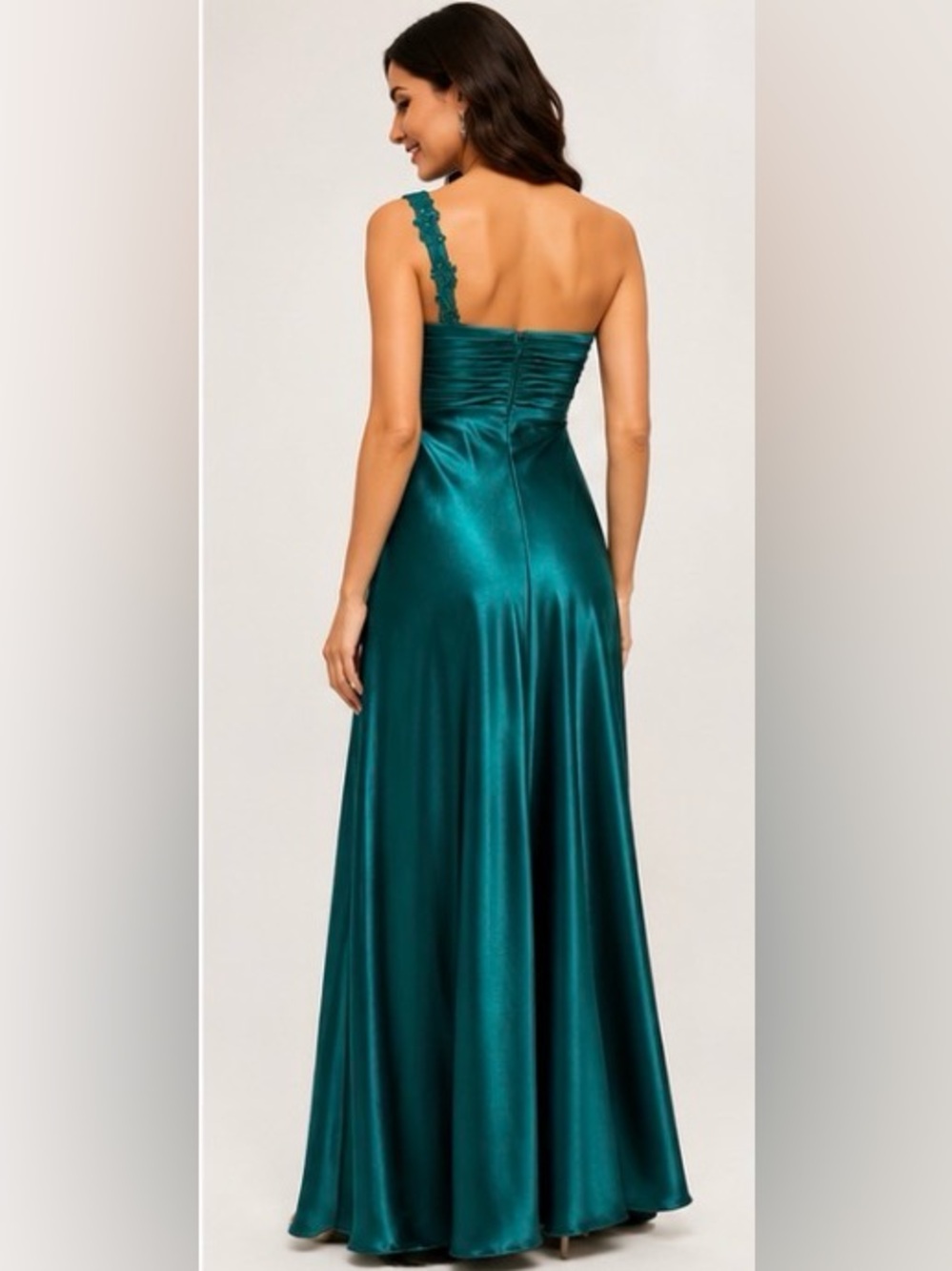 NWOT Satin Maxi Dress Green Size 5/6 - Picture 2 of 12